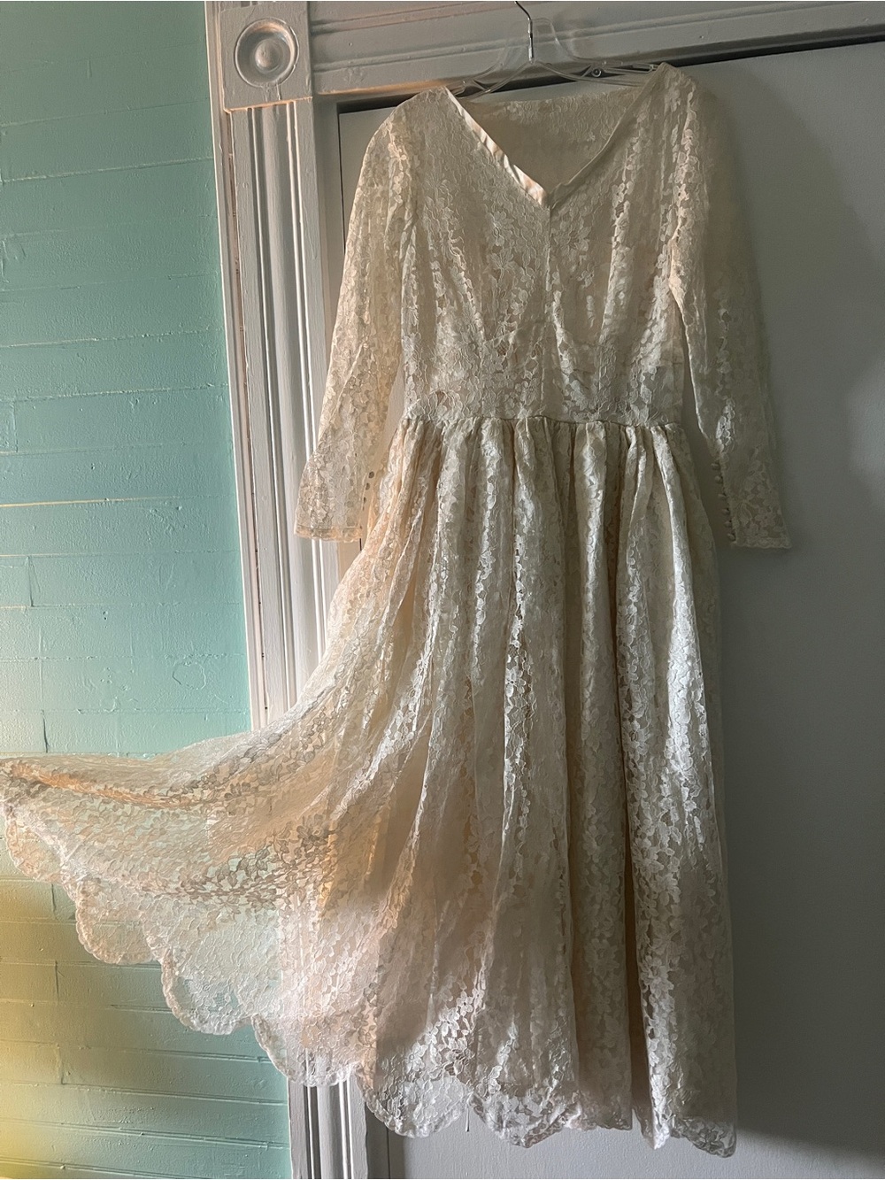 Handmade 1960s Lace Wedding Dress